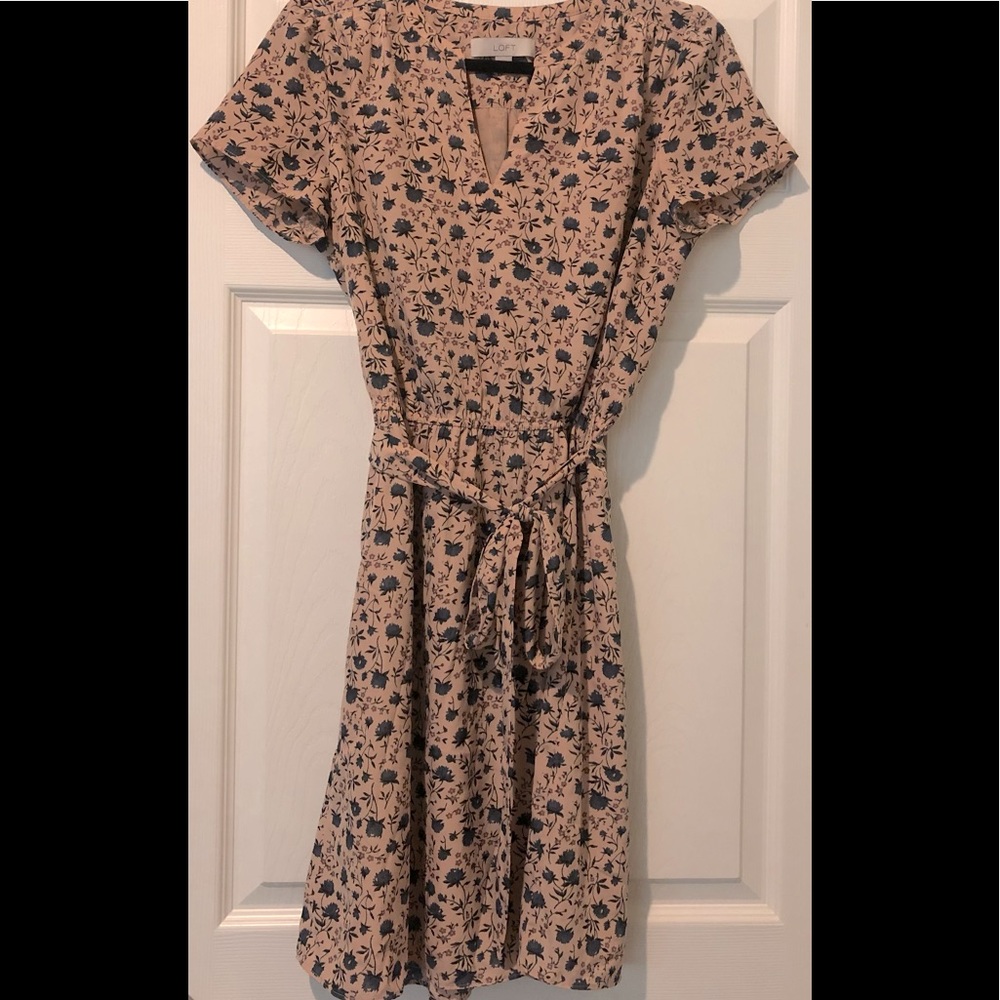 LOFT Floral Dress with Tie Waist